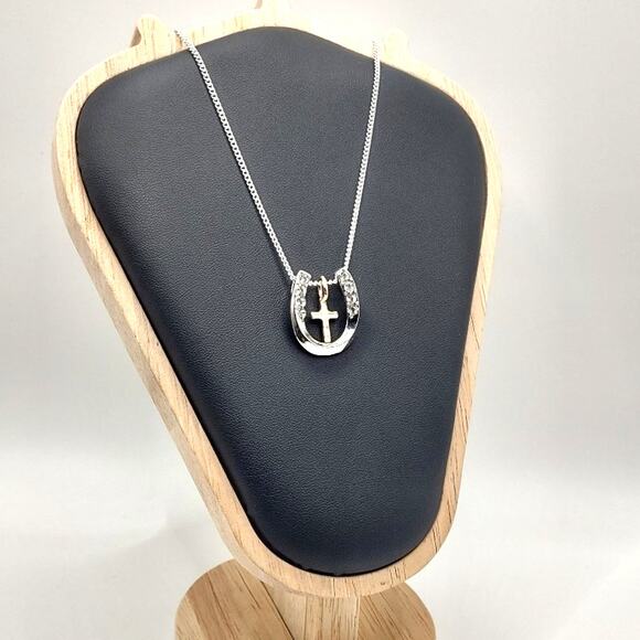 925 Sterling Silver Necklace Horseshoe Cross Gemstones Valentines Birthday Gift